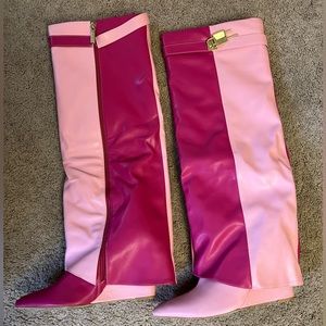 Two shades of pink fashion boots